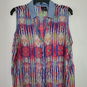 Tie dye button down blouse